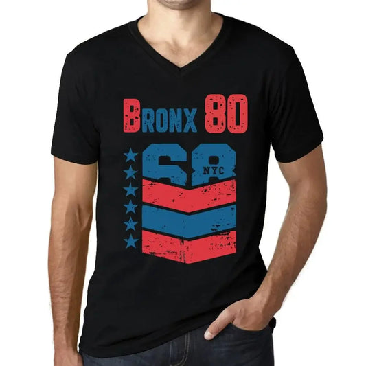 Men's Graphic T-Shirt V Neck Bronx 80 80th Birthday Anniversary 80 Year Old Gift 1944 Vintage Eco-Friendly Short Sleeve Novelty Tee