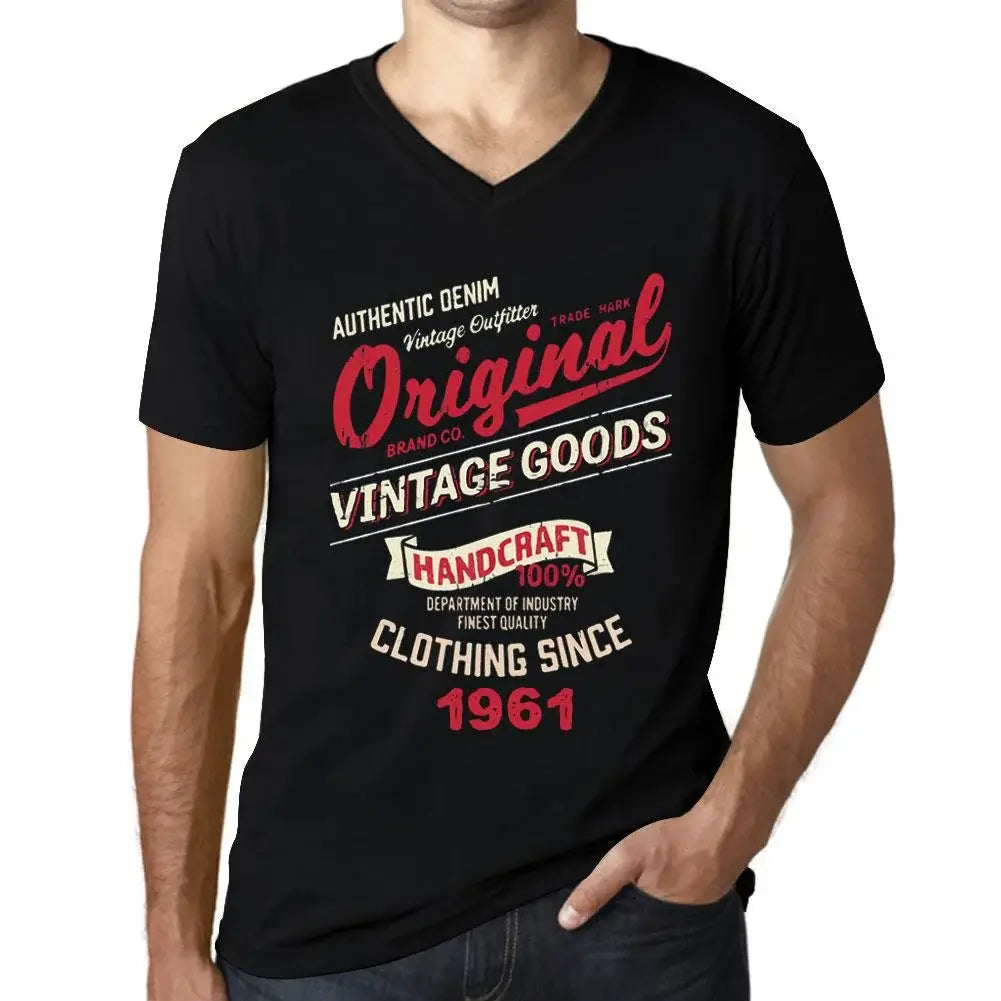 Men's Graphic T-Shirt V Neck Original Vintage Clothing Since 1961 63rd Birthday Anniversary 63 Year Old Gift 1961 Vintage Eco-Friendly Short Sleeve Novelty Tee