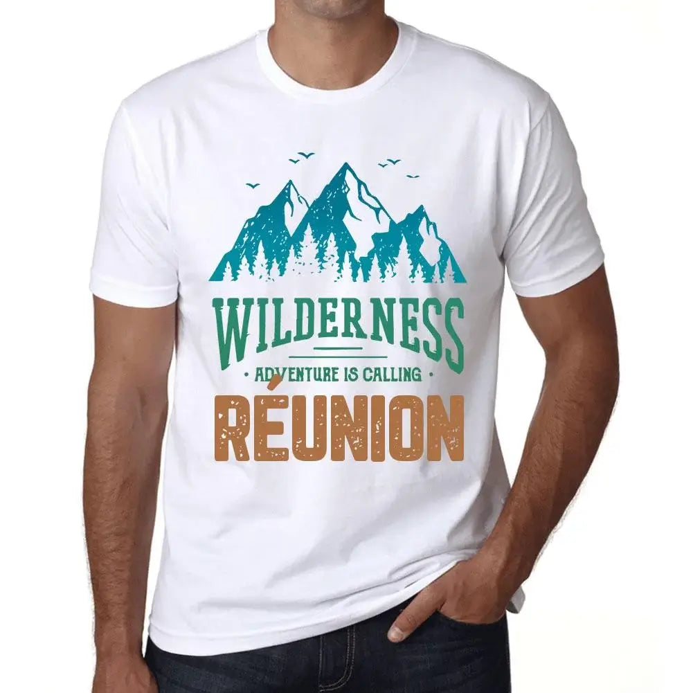 Men's Graphic T-Shirt Wilderness, Adventure Is Calling Réunion Eco-Friendly Limited Edition Short Sleeve Tee-Shirt Vintage Birthday Gift Novelty