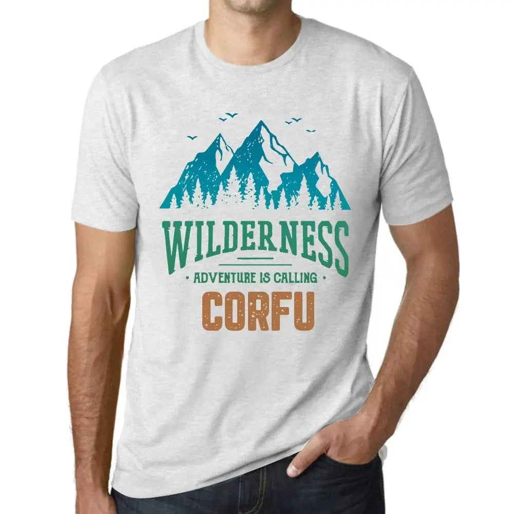 Men's Graphic T-Shirt Wilderness, Adventure Is Calling Corfu Eco-Friendly Limited Edition Short Sleeve Tee-Shirt Vintage Birthday Gift Novelty