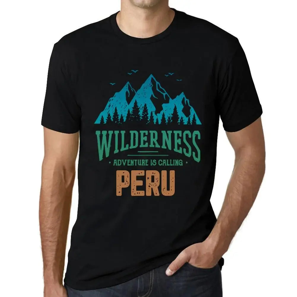 Men's Graphic T-Shirt Wilderness, Adventure Is Calling Peru Eco-Friendly Limited Edition Short Sleeve Tee-Shirt Vintage Birthday Gift Novelty