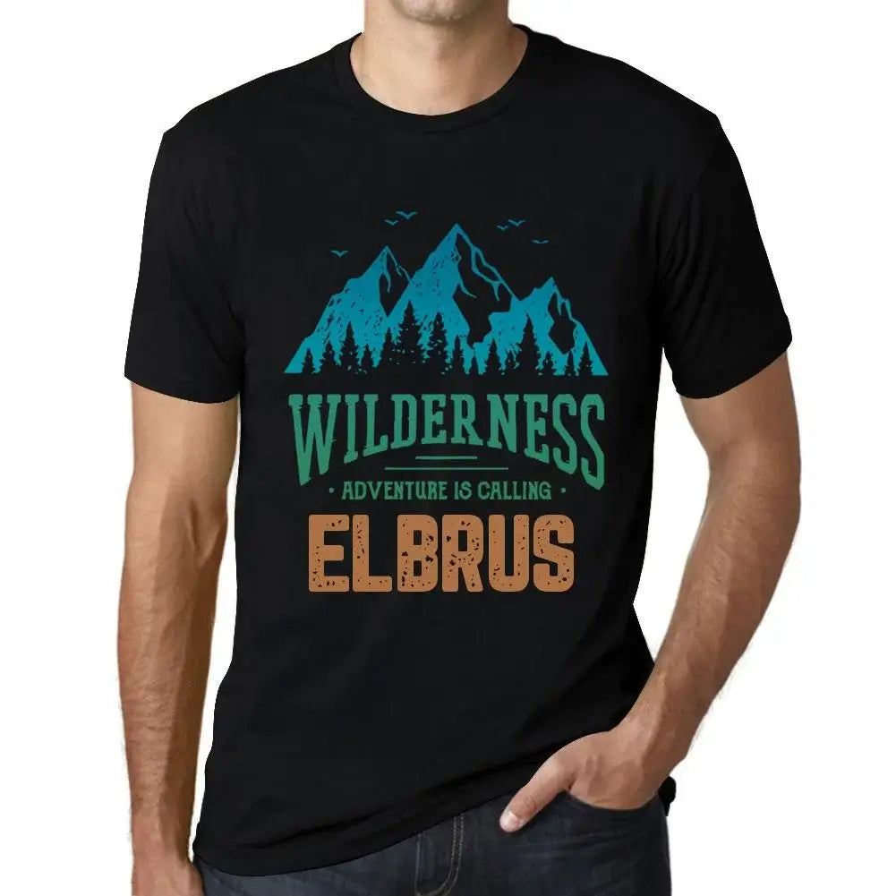 Men's Graphic T-Shirt Wilderness, Adventure Is Calling Elbrus Eco-Friendly Limited Edition Short Sleeve Tee-Shirt Vintage Birthday Gift Novelty