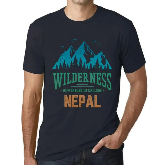 Men's Graphic T-Shirt Wilderness, Adventure Is Calling Nepal Eco-Friendly Limited Edition Short Sleeve Tee-Shirt Vintage Birthday Gift Novelty