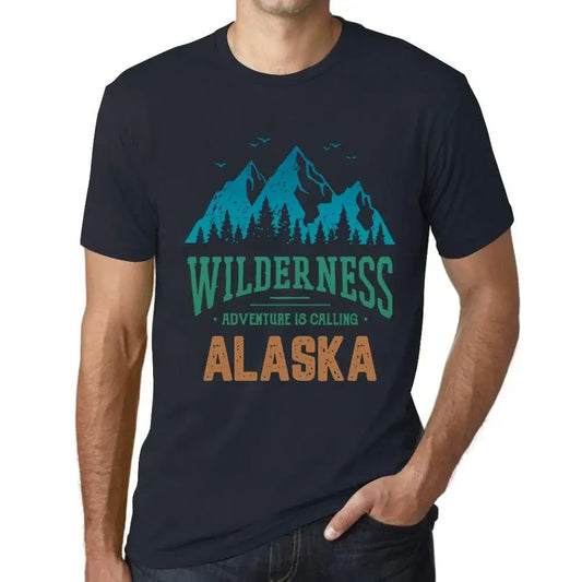 Men's Graphic T-Shirt Wilderness, Adventure Is Calling Alaska Eco-Friendly Limited Edition Short Sleeve Tee-Shirt Vintage Birthday Gift Novelty
