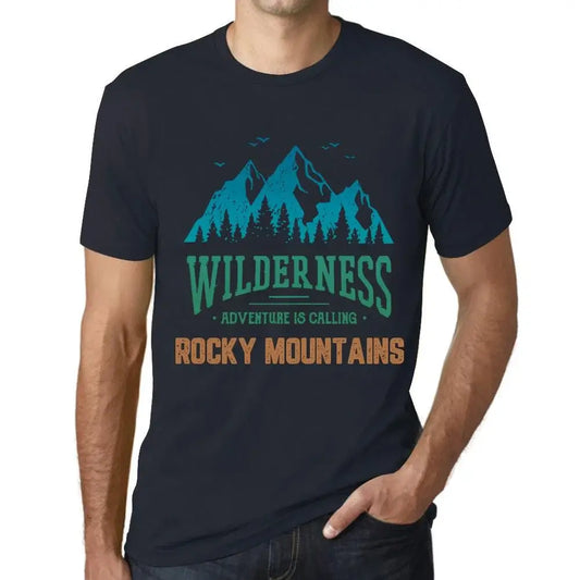 Men's Graphic T-Shirt Wilderness, Adventure Is Calling Rocky Mountains Eco-Friendly Limited Edition Short Sleeve Tee-Shirt Vintage Birthday Gift Novelty