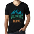 Men's Graphic T-Shirt V Neck Wilderness, Adventure Is Calling Nepal Eco-Friendly Limited Edition Short Sleeve Tee-Shirt Vintage Birthday Gift Novelty