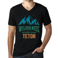 Men's Graphic T-Shirt V Neck Wilderness, Adventure Is Calling Teton Eco-Friendly Limited Edition Short Sleeve Tee-Shirt Vintage Birthday Gift Novelty