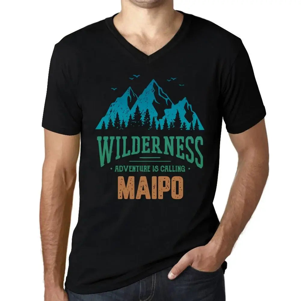 Men's Graphic T-Shirt V Neck Wilderness, Adventure Is Calling Maipo Eco-Friendly Limited Edition Short Sleeve Tee-Shirt Vintage Birthday Gift Novelty