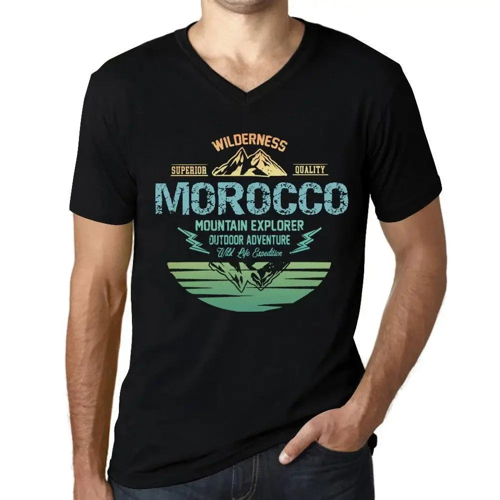 Men's Graphic T-Shirt V Neck Outdoor Adventure, Wilderness, Mountain Explorer Morocco Eco-Friendly Limited Edition Short Sleeve Tee-Shirt Vintage Birthday Gift Novelty