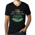 Men's Graphic T-Shirt V Neck Outdoor Adventure, Wilderness, Mountain Explorer Rocky Mountains Eco-Friendly Limited Edition Short Sleeve Tee-Shirt Vintage Birthday Gift Novelty