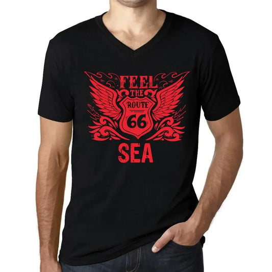 Men's Graphic T-Shirt V Neck Feel The Sea Limited Edition Short Sleeve Tee-Shirt Vintage Birthday Gift Novelty