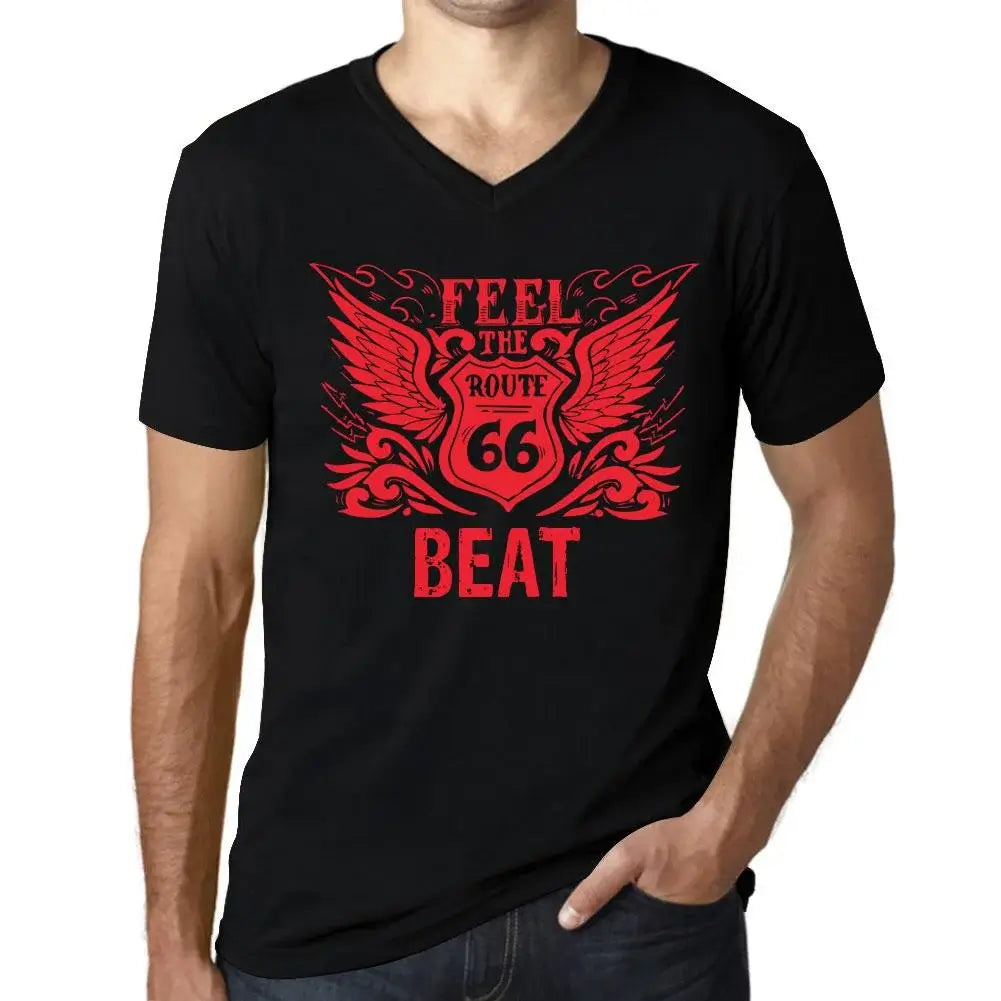 Men's Graphic T-Shirt V Neck Feel The Beat Limited Edition Short Sleeve Tee-Shirt Vintage Birthday Gift Novelty