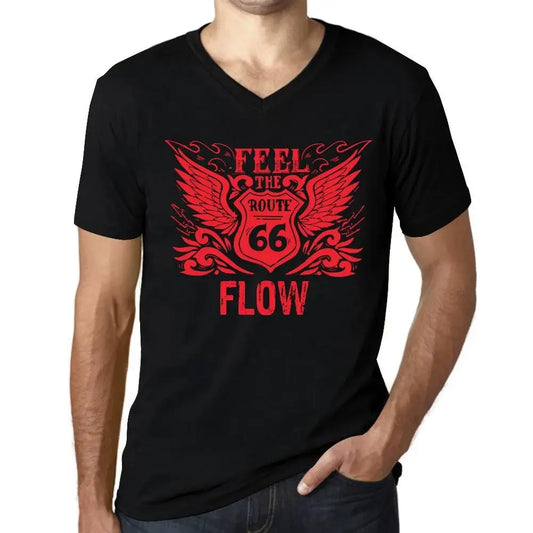 Men's Graphic T-Shirt V Neck Feel The Flow Limited Edition Short Sleeve Tee-Shirt Vintage Birthday Gift Novelty