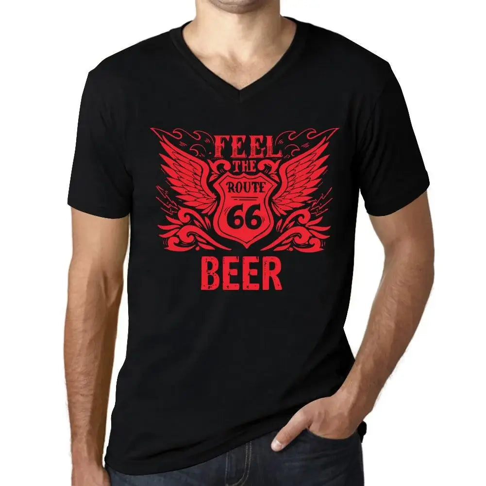 Men's Graphic T-Shirt V Neck Feel The Beer Limited Edition Short Sleeve Tee-Shirt Vintage Birthday Gift Novelty