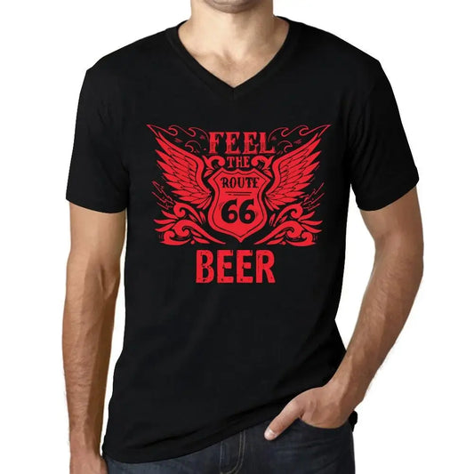 Men's Graphic T-Shirt V Neck Feel The Beer Limited Edition Short Sleeve Tee-Shirt Vintage Birthday Gift Novelty