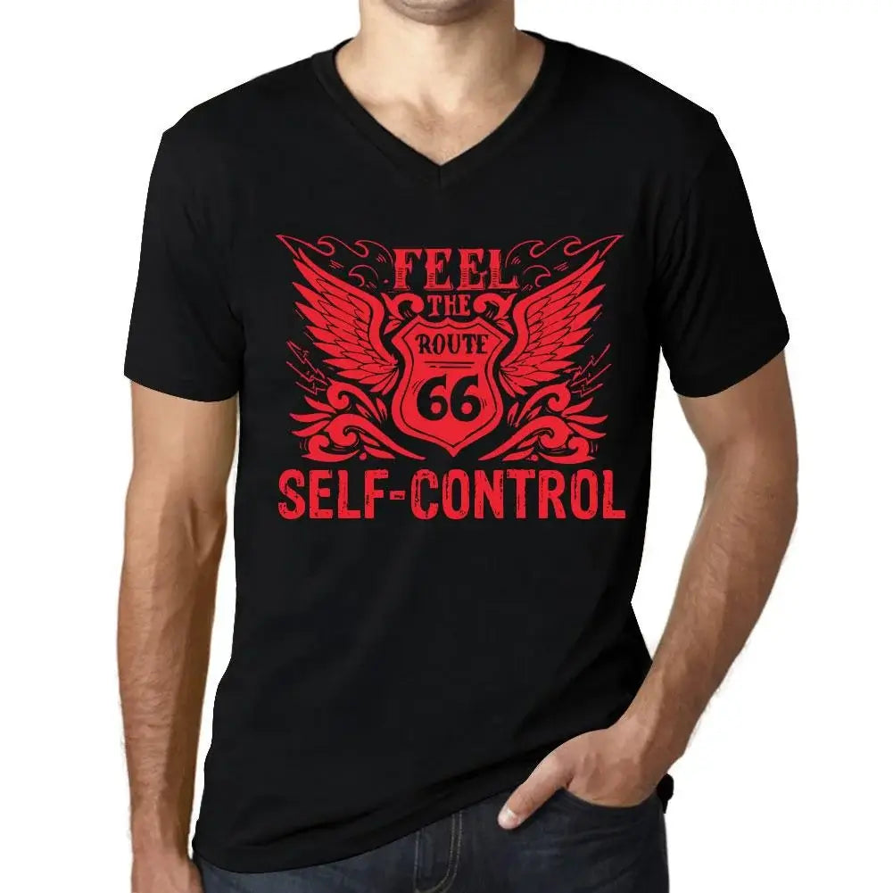 Men's Graphic T-Shirt V Neck Feel The Self-Control Limited Edition Short Sleeve Tee-Shirt Vintage Birthday Gift Novelty