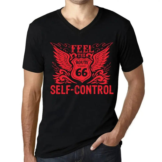 Men's Graphic T-Shirt V Neck Feel The Self-Control Limited Edition Short Sleeve Tee-Shirt Vintage Birthday Gift Novelty
