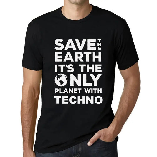 Men's Graphic T-Shirt Save The Earth It’s The Only Planet With Techno Eco-Friendly Limited Edition Short Sleeve Tee-Shirt Vintage Birthday Gift Novelty