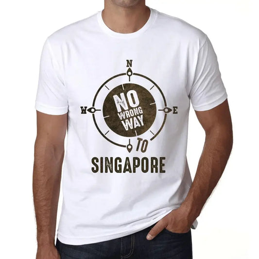 Men's Graphic T-Shirt No Wrong Way To Singapore Limited Edition Short Sleeve Tee-Shirt Vintage Birthday Gift Novelty