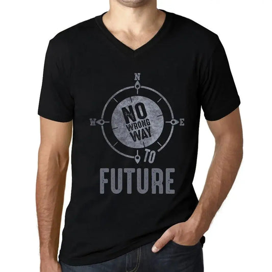 Men's Graphic T-Shirt V Neck No Wrong Way To Future Limited Edition Short Sleeve Tee-Shirt Vintage Birthday Gift Novelty