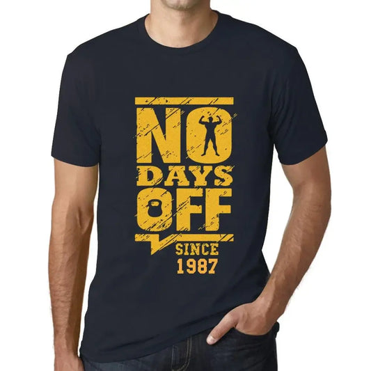 Men's Graphic T-Shirt No Days Off Since 1987 37th Birthday Anniversary 37 Year Old Gift 1987 Vintage Eco-Friendly Short Sleeve Novelty Tee