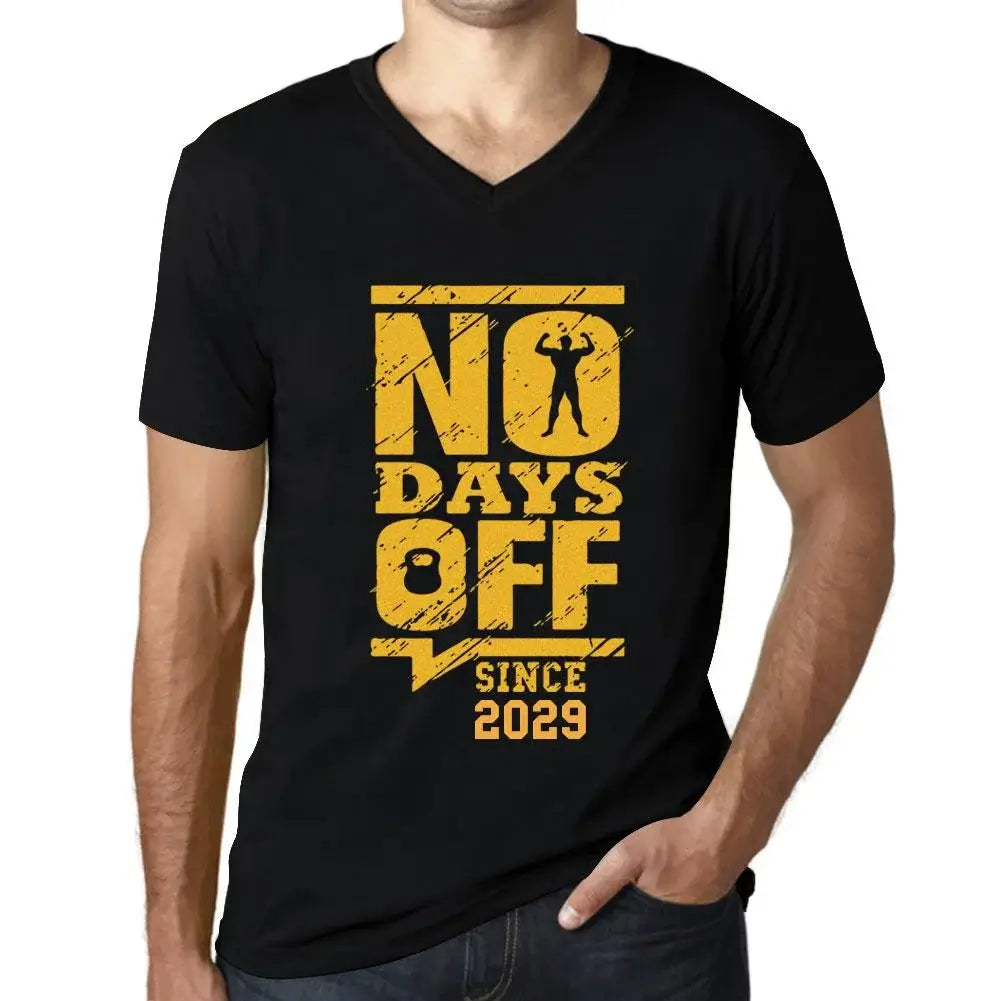 Men's Graphic T-Shirt V Neck No Days Off Since 2029