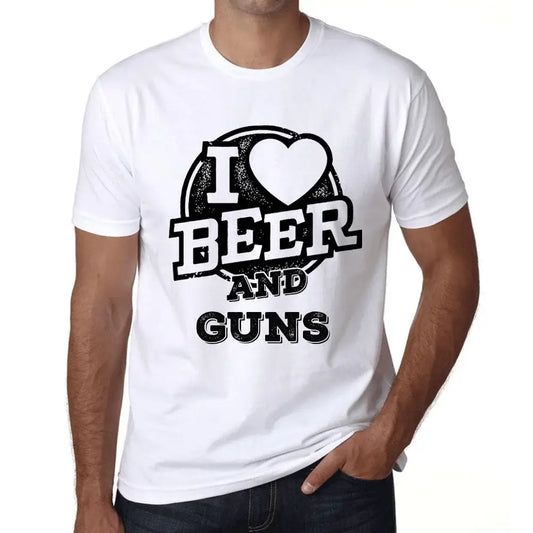 Men's Graphic T-Shirt I Love Beer And Guns Eco-Friendly Limited Edition Short Sleeve Tee-Shirt Vintage Birthday Gift Novelty