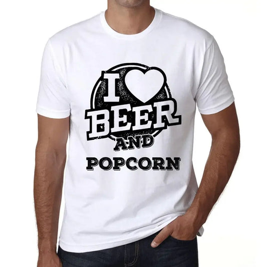 Men's Graphic T-Shirt I Love Beer And Popcorn Eco-Friendly Limited Edition Short Sleeve Tee-Shirt Vintage Birthday Gift Novelty