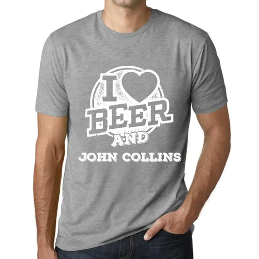 Men's Graphic T-Shirt I Love Beer And John Collins Eco-Friendly Limited Edition Short Sleeve Tee-Shirt Vintage Birthday Gift Novelty