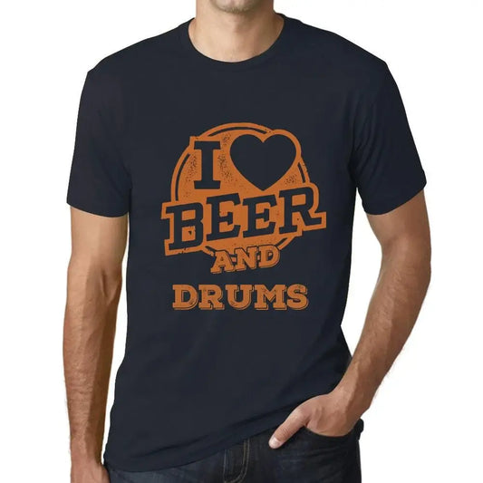 Men's Graphic T-Shirt I Love Beer And Drums Eco-Friendly Limited Edition Short Sleeve Tee-Shirt Vintage Birthday Gift Novelty