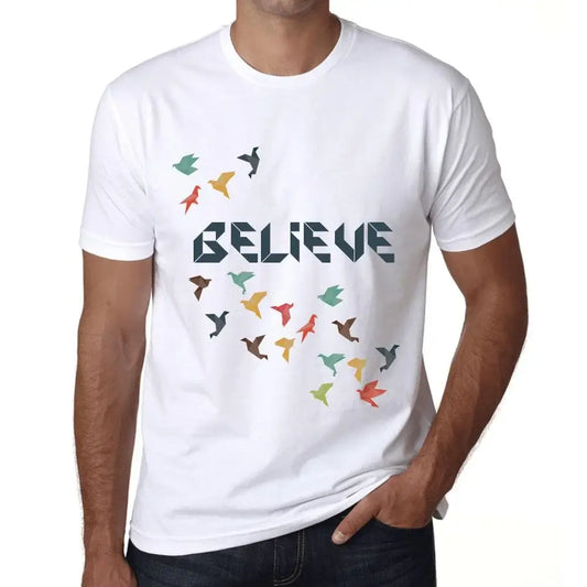 Men's Graphic T-Shirt Origami Believe Limited Edition Short Sleeve Tee-Shirt Vintage Birthday Gift Novelty