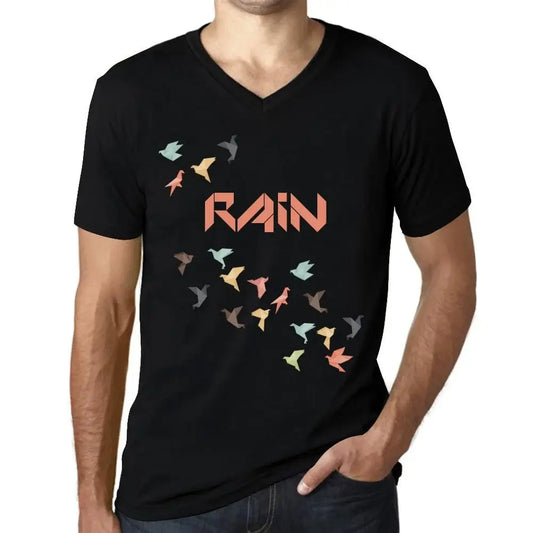 Men's Graphic T-Shirt V Neck Origami Rain Limited Edition Short Sleeve Tee-Shirt Vintage Birthday Gift Novelty