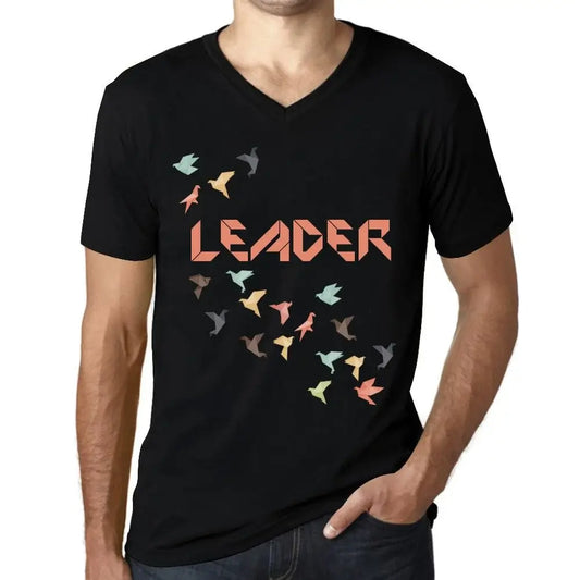 Men's Graphic T-Shirt V Neck Origami Leader Limited Edition Short Sleeve Tee-Shirt Vintage Birthday Gift Novelty
