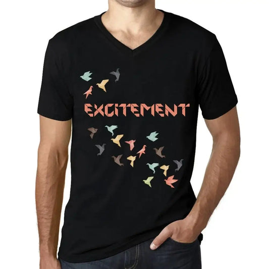 Men's Graphic T-Shirt V Neck Origami Excitement Limited Edition Short Sleeve Tee-Shirt Vintage Birthday Gift Novelty