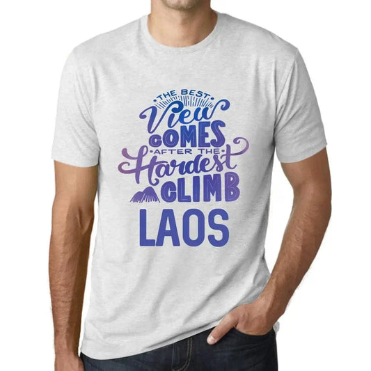 Men's Graphic T-Shirt The Best View Comes After Hardest Mountain Climb Laos Eco-Friendly Limited Edition Short Sleeve Tee-Shirt Vintage Birthday Gift Novelty