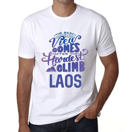 Men's Graphic T-Shirt The Best View Comes After Hardest Mountain Climb Laos Eco-Friendly Limited Edition Short Sleeve Tee-Shirt Vintage Birthday Gift Novelty