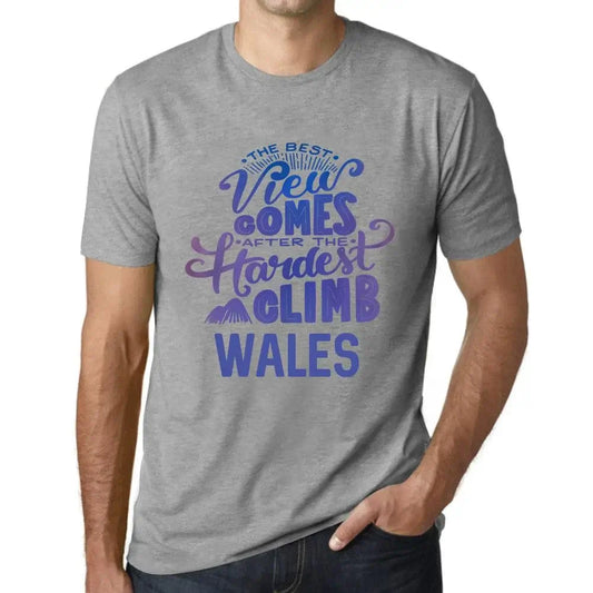 Men's Graphic T-Shirt The Best View Comes After Hardest Mountain Climb Wales Eco-Friendly Limited Edition Short Sleeve Tee-Shirt Vintage Birthday Gift Novelty