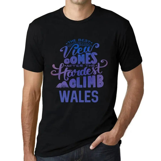 Men's Graphic T-Shirt The Best View Comes After Hardest Mountain Climb Wales Eco-Friendly Limited Edition Short Sleeve Tee-Shirt Vintage Birthday Gift Novelty
