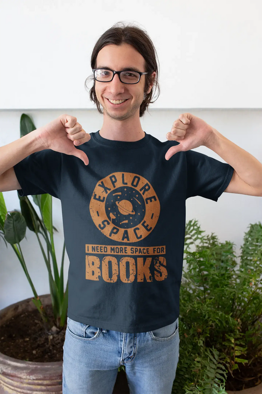 Men's Vintage Tee Shirt Graphic T shirt I Need More Space For BOOKS Navy