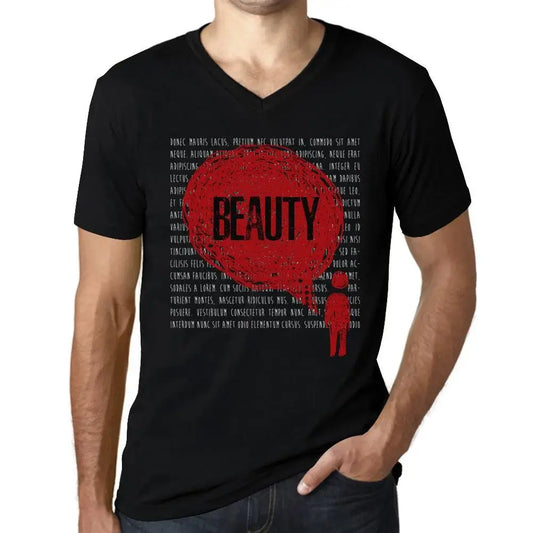 Men's Graphic T-Shirt V Neck Thoughts Beauty Eco-Friendly Limited Edition Short Sleeve Tee-Shirt Vintage Birthday Gift Novelty