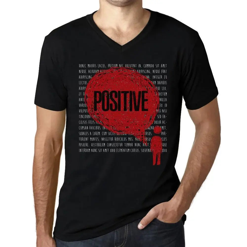 Men's Graphic T-Shirt V Neck Thoughts Positive Eco-Friendly Limited Edition Short Sleeve Tee-Shirt Vintage Birthday Gift Novelty