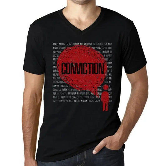 Men's Graphic T-Shirt V Neck Thoughts Conviction Eco-Friendly Limited Edition Short Sleeve Tee-Shirt Vintage Birthday Gift Novelty