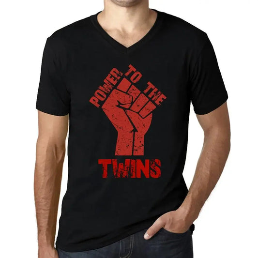 Men's Graphic T-Shirt V Neck Power To The Twins Limited Edition Short Sleeve Tee-Shirt Vintage Birthday Gift Novelty