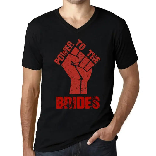 Men's Graphic T-Shirt V Neck Power To The Brides Limited Edition Short Sleeve Tee-Shirt Vintage Birthday Gift Novelty