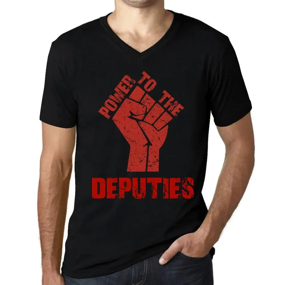 Men's Graphic T-Shirt V Neck Power To The Deputies Limited Edition Short Sleeve Tee-Shirt Vintage Birthday Gift Novelty