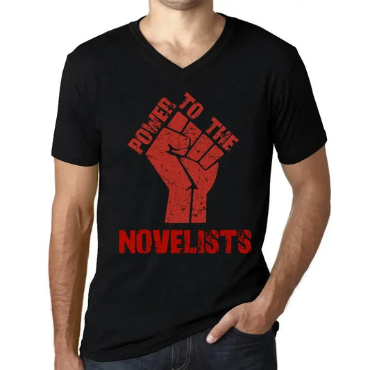 Men's Graphic T-Shirt V Neck Power To The Novelists Limited Edition Short Sleeve Tee-Shirt Vintage Birthday Gift Novelty