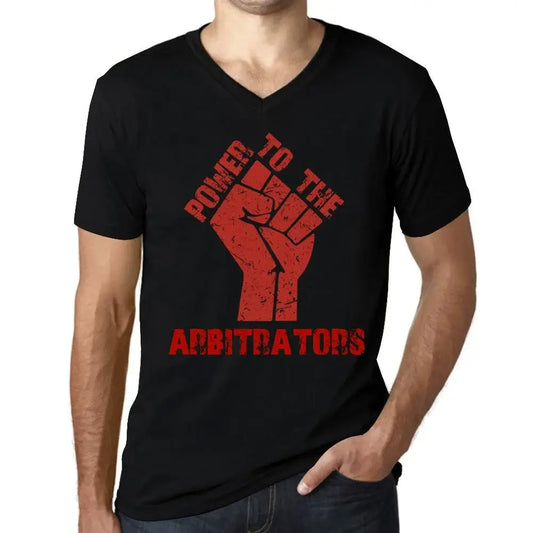 Men's Graphic T-Shirt V Neck Power To The Arbitrators Limited Edition Short Sleeve Tee-Shirt Vintage Birthday Gift Novelty