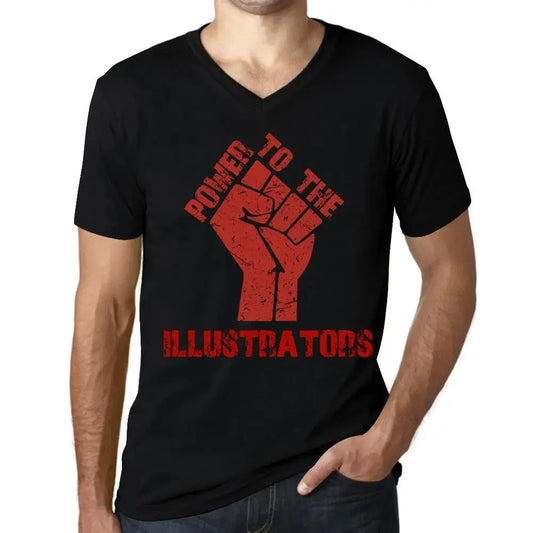 Men's Graphic T-Shirt V Neck Power To The Illustrators Limited Edition Short Sleeve Tee-Shirt Vintage Birthday Gift Novelty