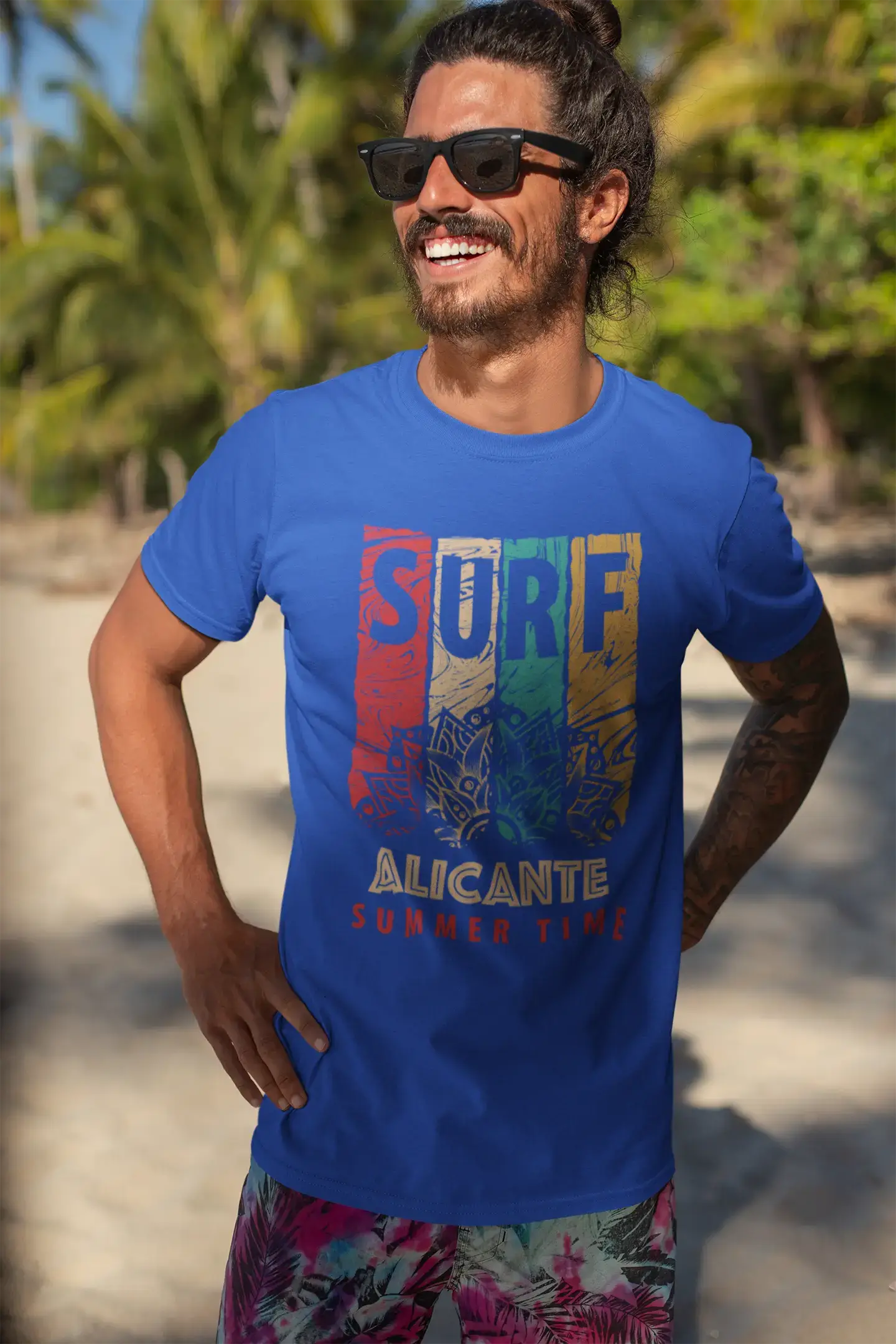 Men's Graphic T-Shirt Surf Summer Time ALICANTE Royal Blue