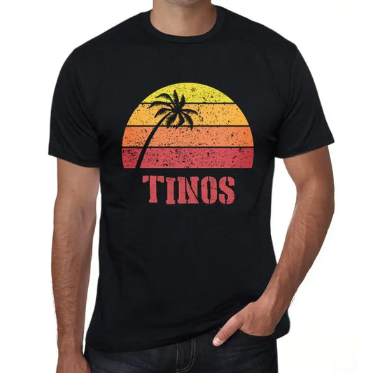 Men's Graphic T-Shirt Palm, Beach, Sunset In Tinos Limited Edition Short Sleeve Tee-Shirt Vintage Birthday Gift Novelty